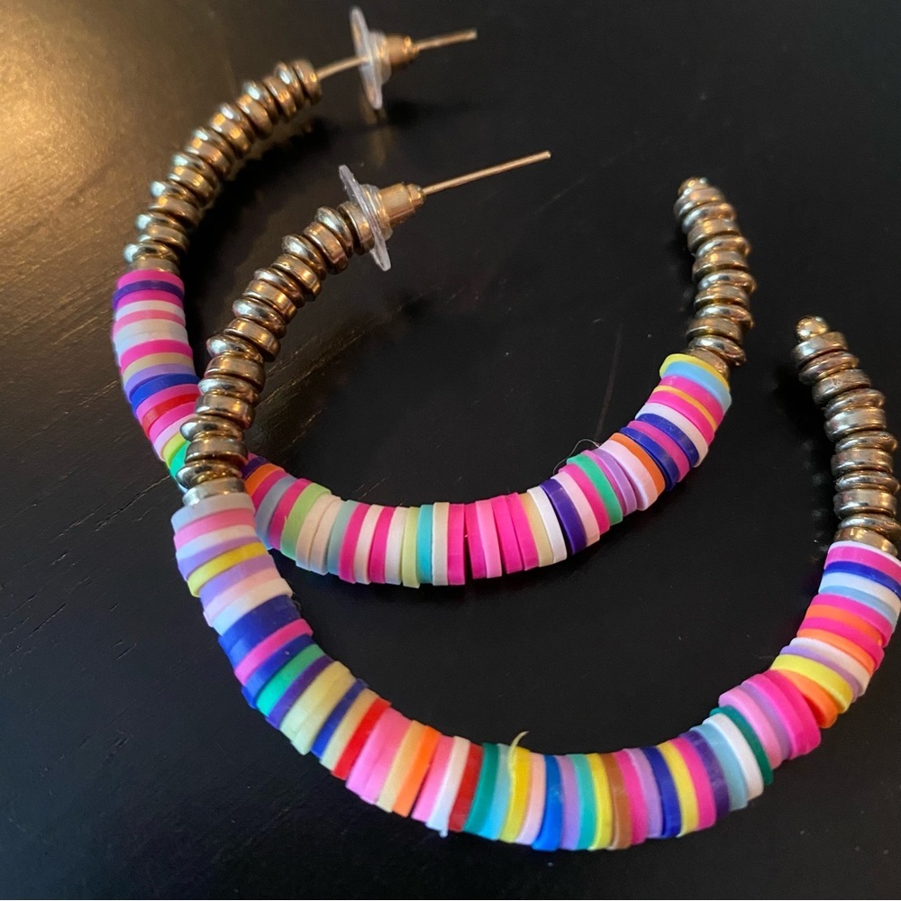 Multi-color Gold Hoops - Picture 3 of 3